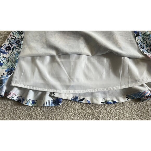 SISTER JANE Dress Size Medium White Blue Floral Sleeveless Fit Flare Mini Lace - Picture 8 of 12